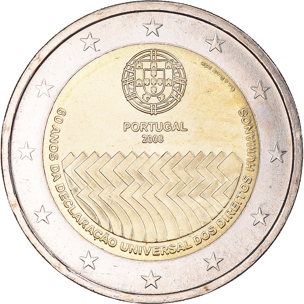 Portugal,
2 Euro,
60 Jahre Erklärung der Droits de l'Homme