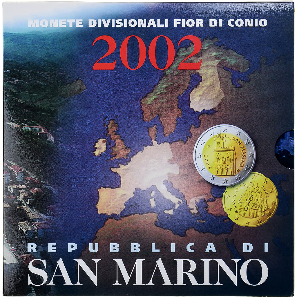 San Marino,
1 Cent bis 2 Euro,
2002