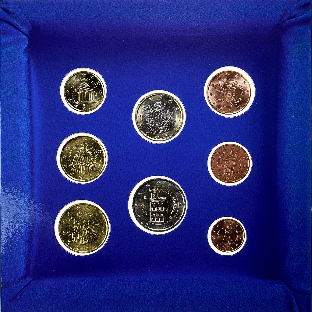 San Marino,
1 Cent bis 2 Euro,
2002