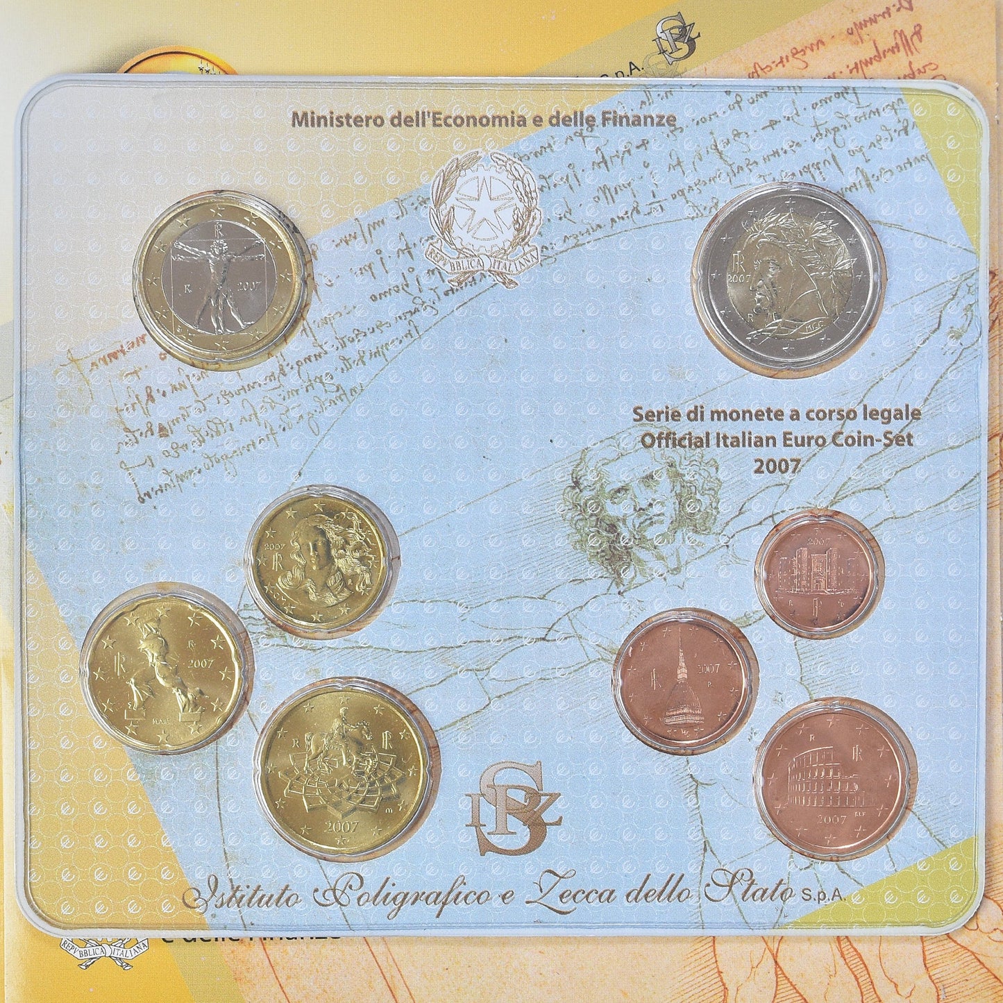Italien,
Setze 1 ct. - 2 Euro,
2007