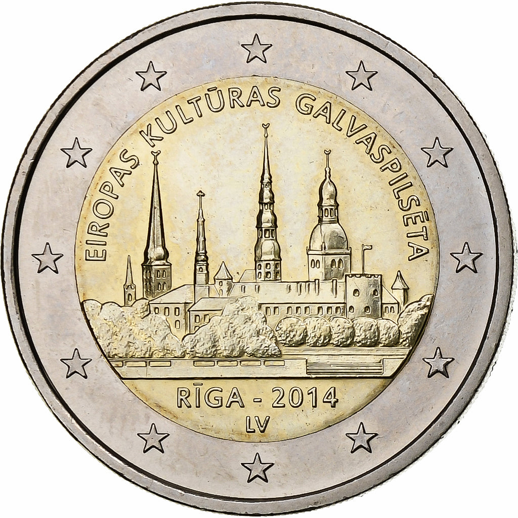 Lettland,
2 Euro,
Riga – Kulturhauptstadt Europas 2014