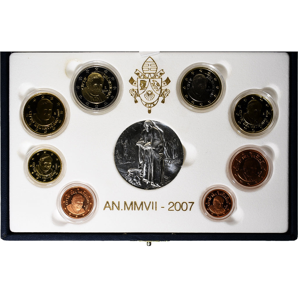 Vatikan,
Benedikt XVI.,
Setze 1 ct. - 2 Euro + Medaille