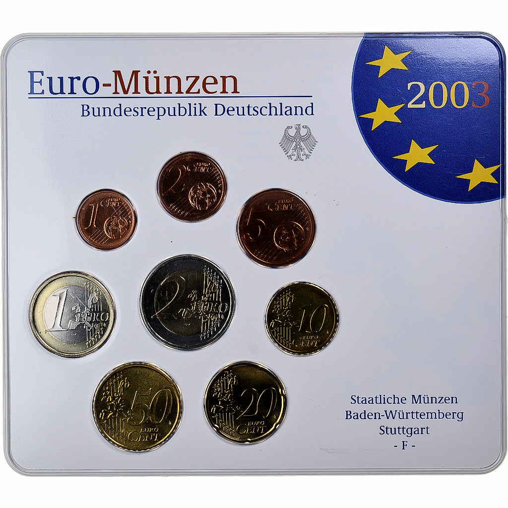 Deutschland,
Setze 1 ct. - 2 Euro,
Münzkarte. FDC