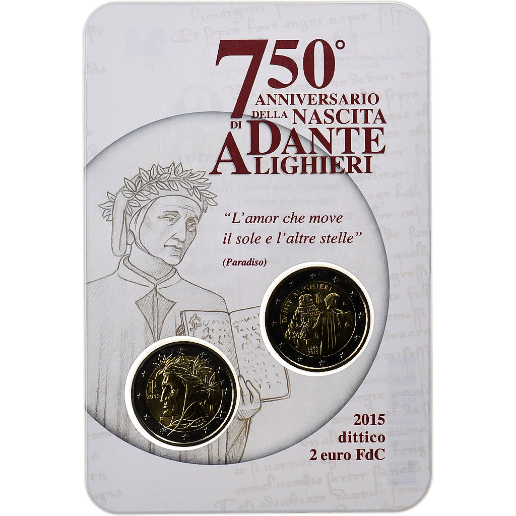 Italien,
2x 2 Euro,
Dante Alighieri