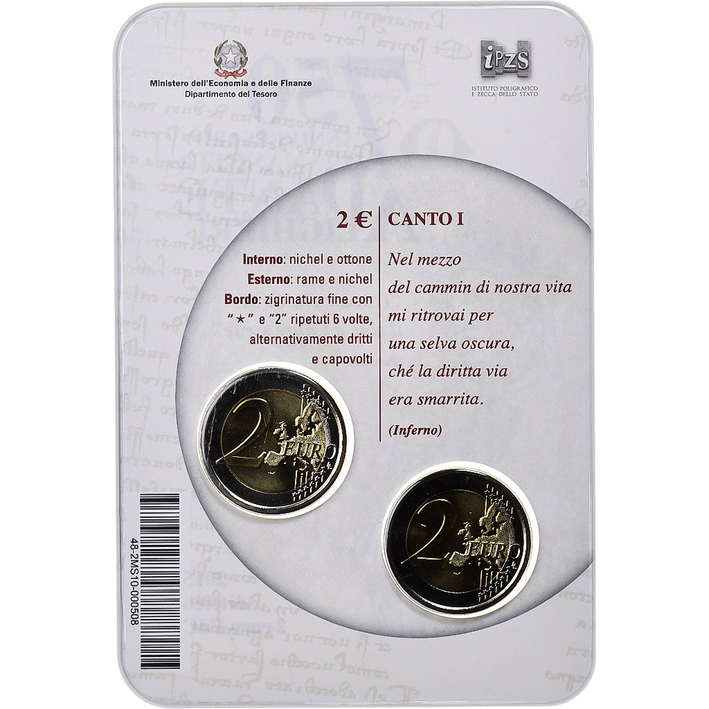 Italien,
2x 2 Euro,
Dante Alighieri