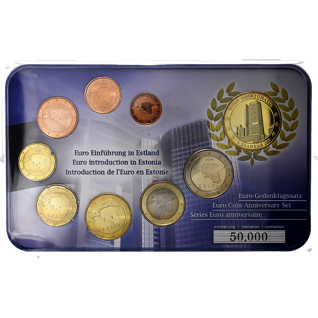 Estland,
Setze 1 ct. - 2 Euro + Jeton,
10. Jahrestag – Einführung des Euro