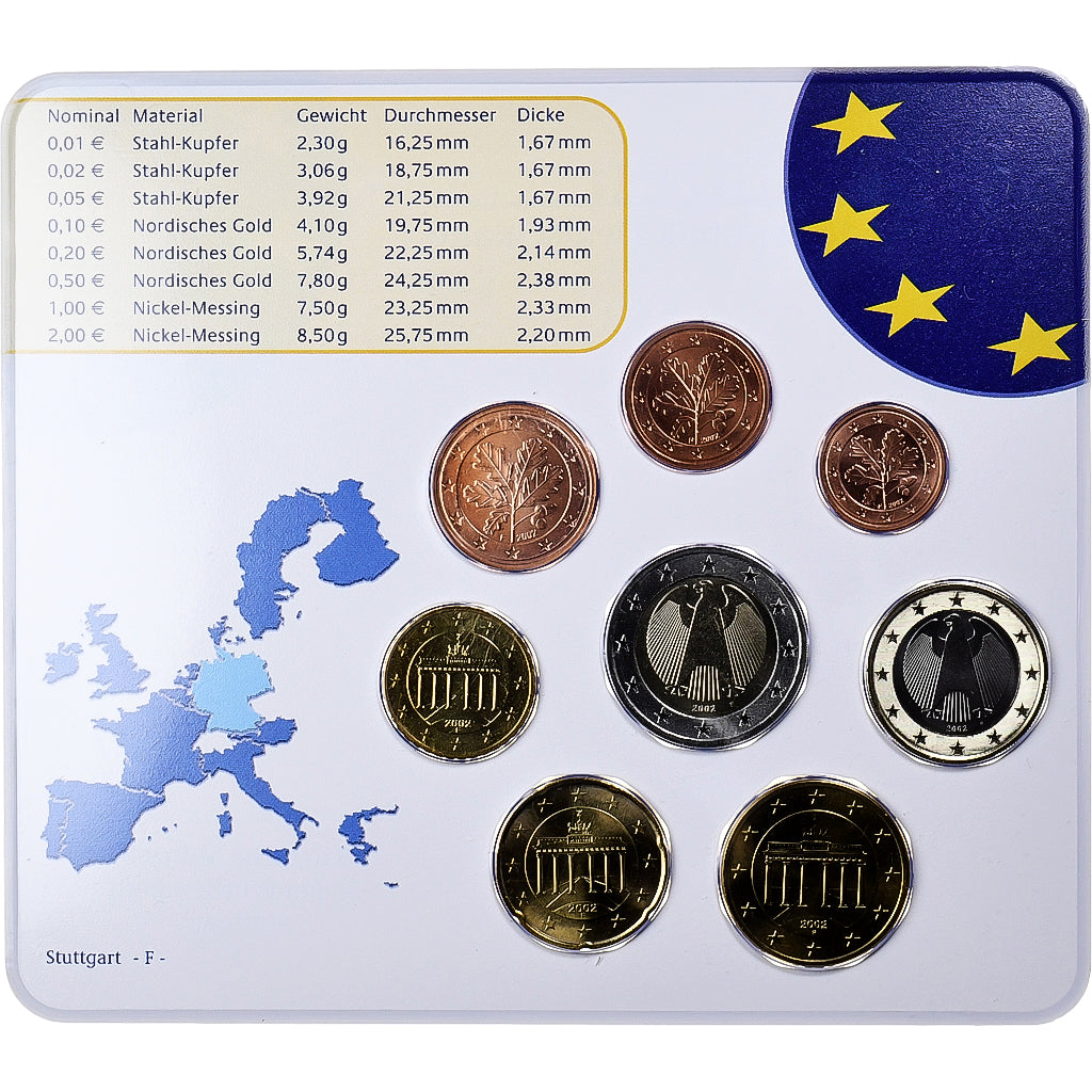 Deutschland,
1 Cent bis 2 Euro,
BU