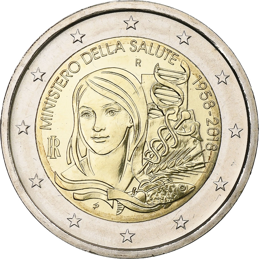 Italien,
2 Euro,
60. Jahrestag des Ministers de la santé