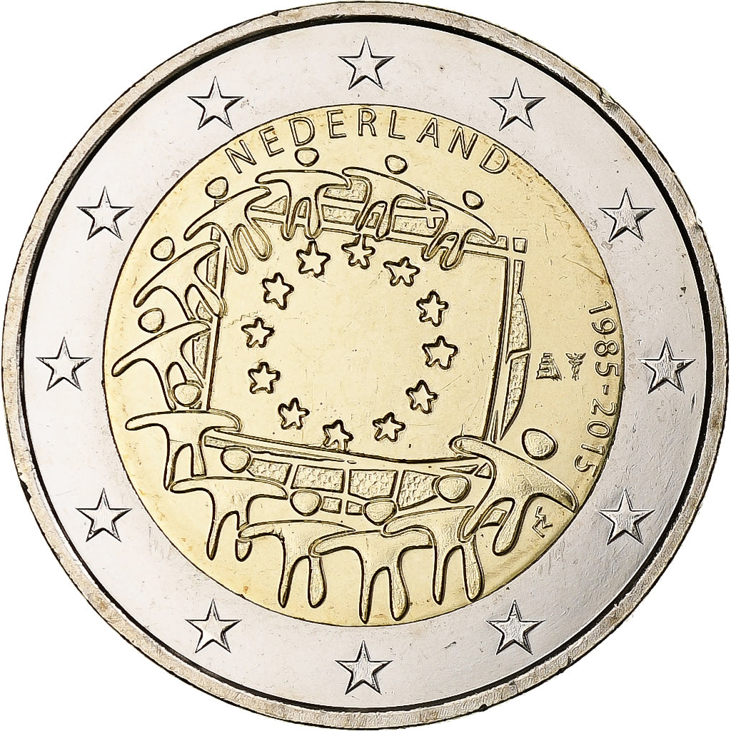 Niederlande,
2 Euro,
30 Jahre des Drapeau de l'UE