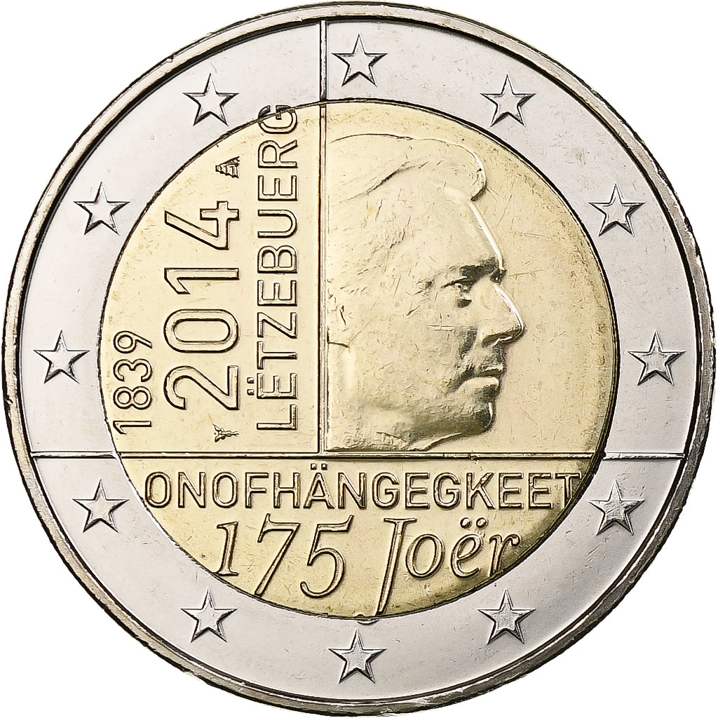 Luxemburg,
2 Euro,
175. Jahrestag – Unabhängigkeit Luxemburgs