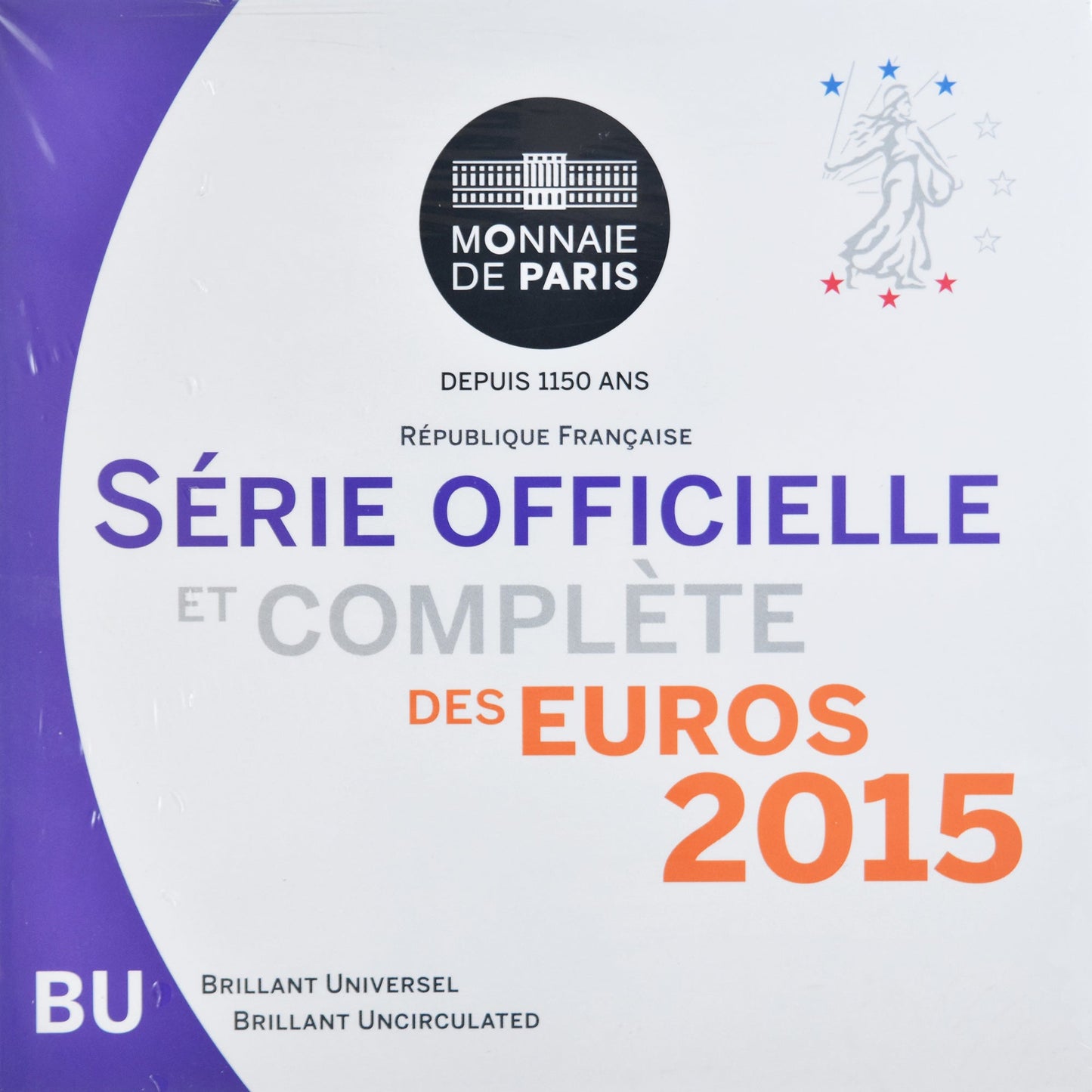 Frankreich,
1 Cent bis 2 Euro,
2015