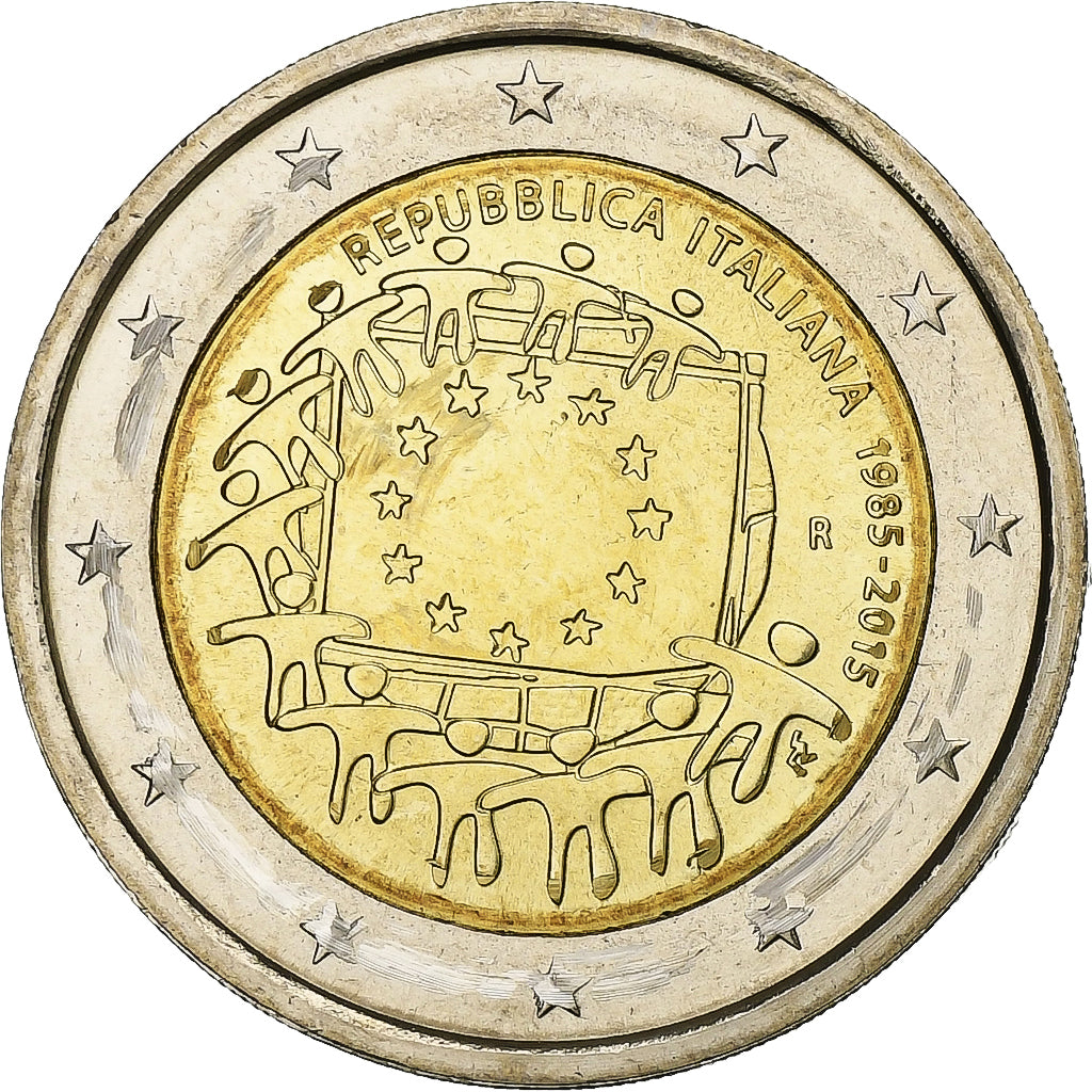 Italien,
2 Euro,
30 Jahre alt. Drapeau européen