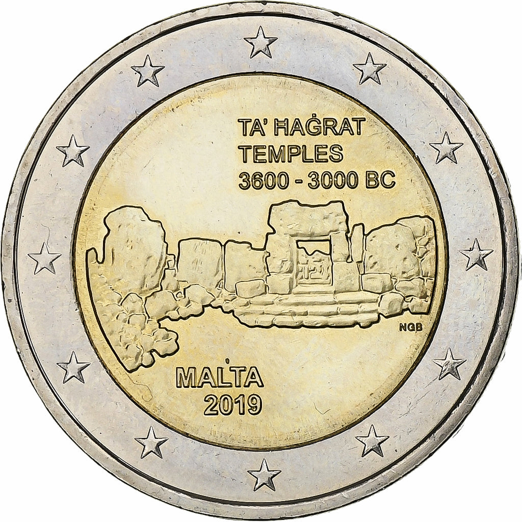 Malta,
2 Euro,
Ta'Hagrat-Tempel