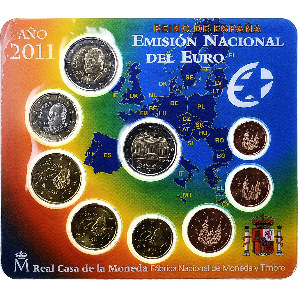 Spanien,
Setze 1 ct. - 2 Euro,
2011