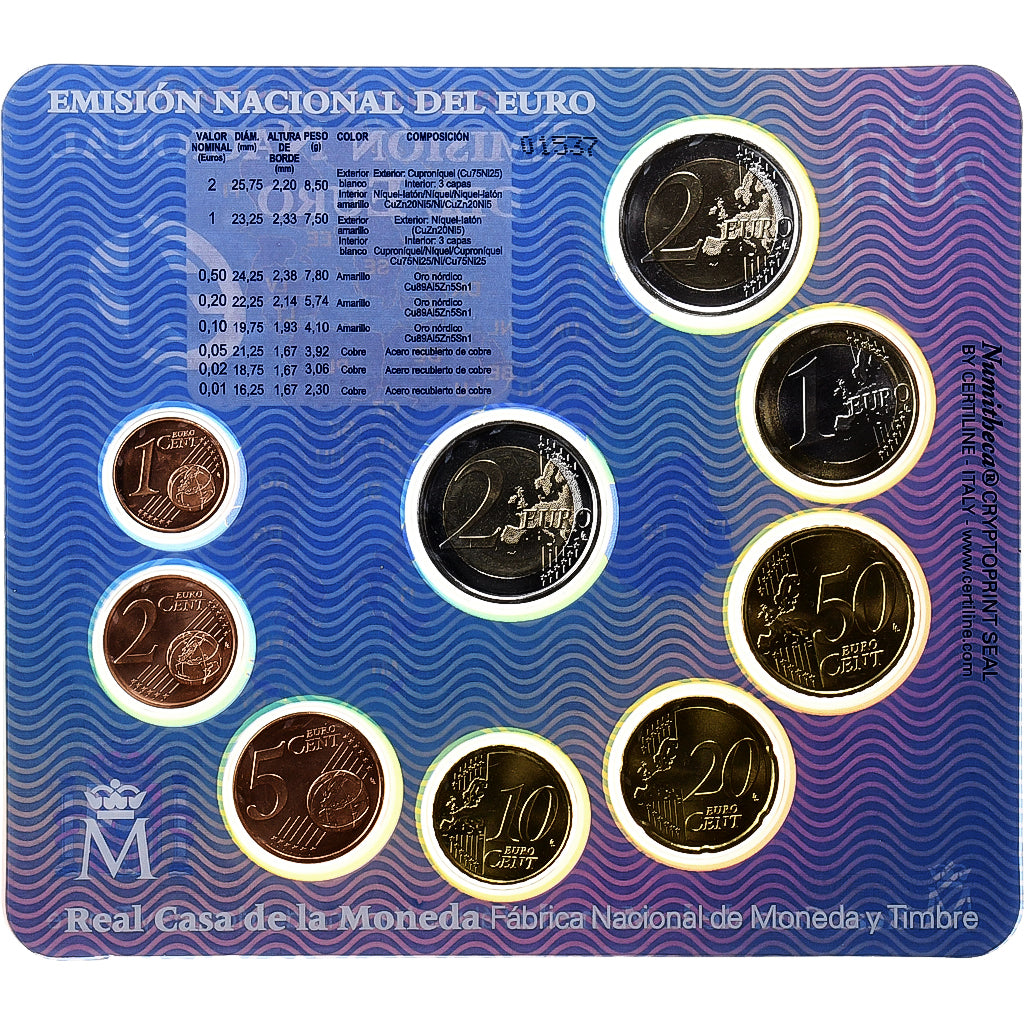 Spanien,
Setze 1 ct. - 2 Euro,
2011